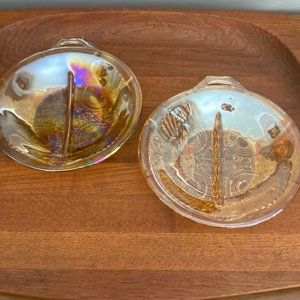 Carnival glass divided dishes